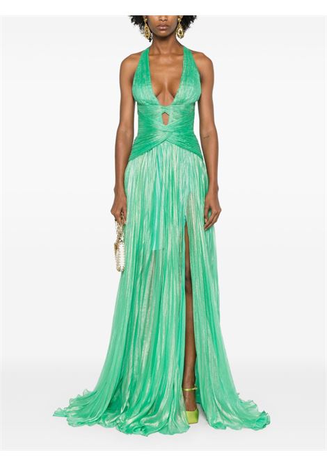 Green lamé plissé-effect gown Iris Serban - women IRIS SERBAN | 43KARINAGRN